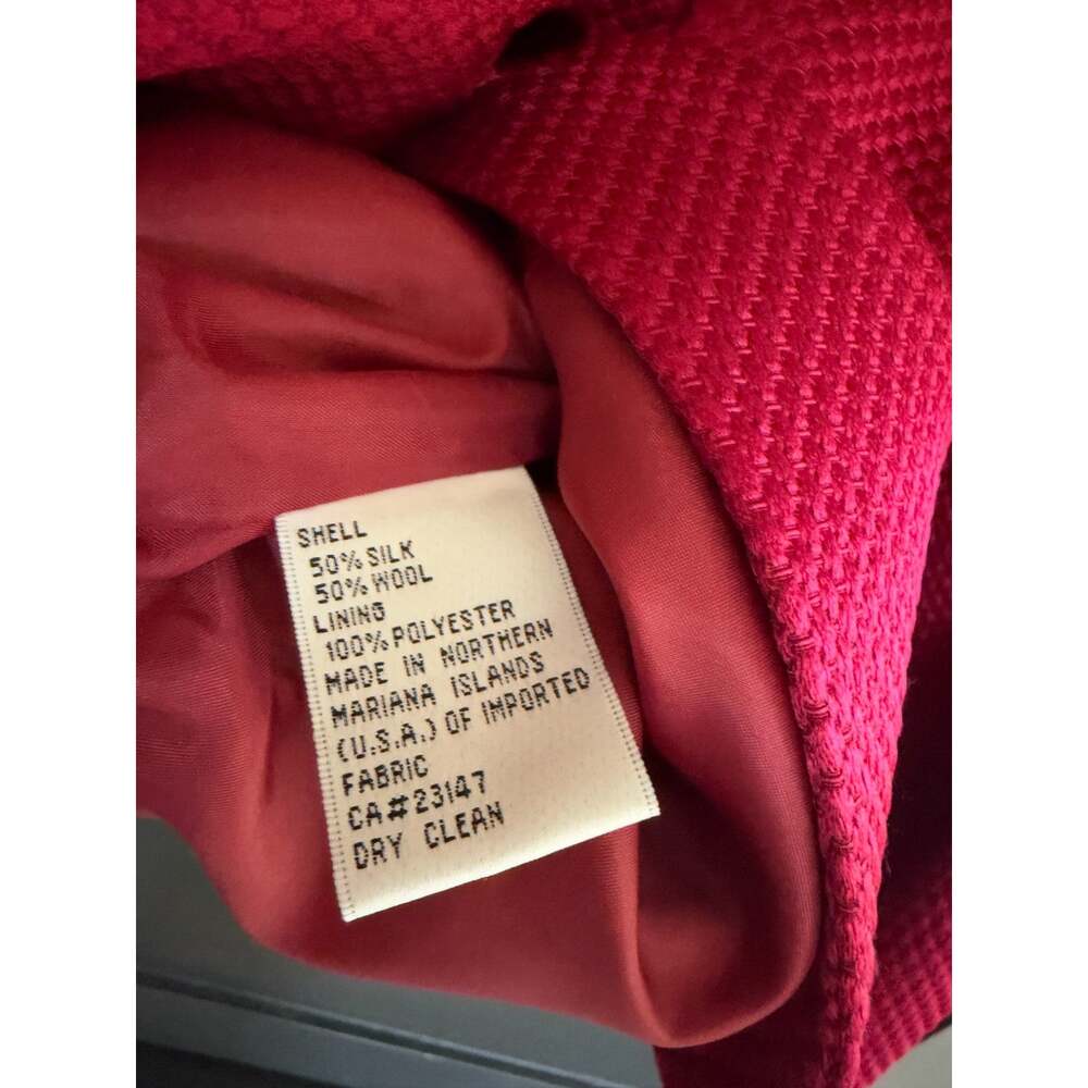 Talbots Raspberry Red Silk Wool Textured Blazer Size 8 - Picture 7 of 11